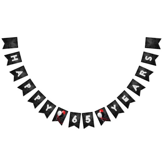 Zwart leer en ballonnen voor 65ste verjaardagsfees vlaggetjes (Alle)