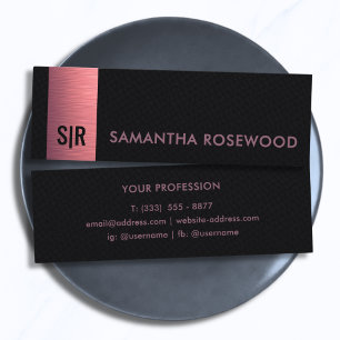 Zwart leer en geborsteld roze paneel Monogram Min Mini Visitekaartje