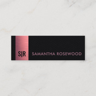 Zwart leer en geborsteld roze paneel Monogram Min Mini Visitekaartje