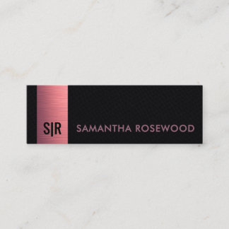 Zwart leer en geborsteld roze paneel Monogram Min Mini Visitekaartje