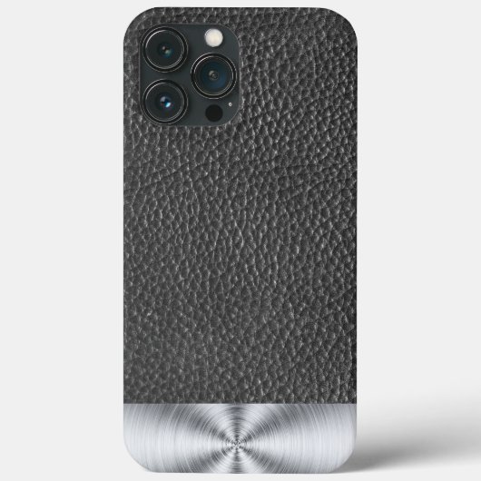 Zwart leer en stalen print Case-Mate iPhone case (Achterkant)