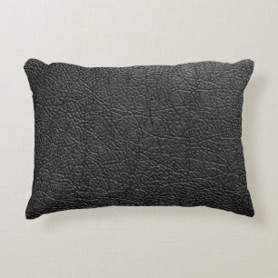 Zwart leer: naadloze close-up textuur. accent kussen
