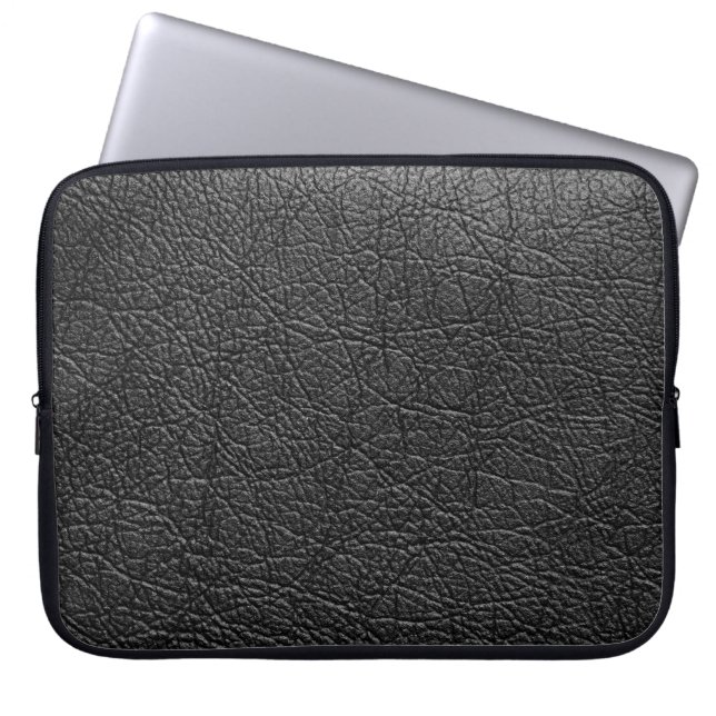 Zwart leer: naadloze close-up textuur. laptop sleeve (Voorkant)