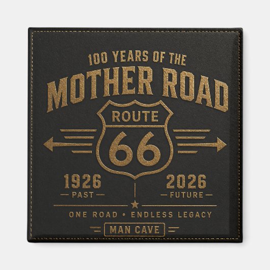 Zwart Leerachtig 100 Jaar De Moederweg Magneet (Voorkant)