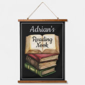 Zwart leesboek hangend wandkleed (Voorkant)