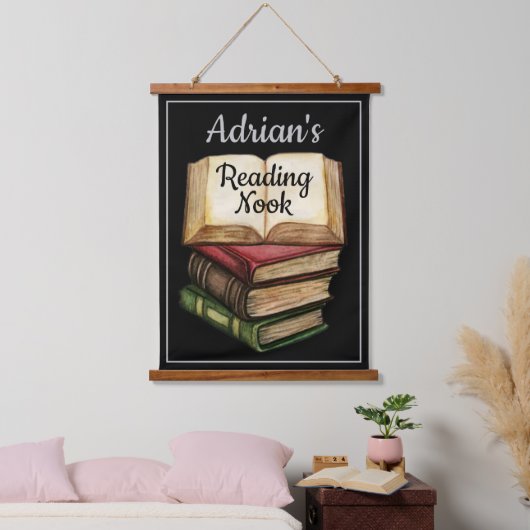Zwart leesboek hangend wandkleed (Slaapkamer)
