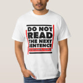 Zwart leest de volgende zinsnede niet. t-shirt (Voorkant)