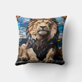 Zwart Leeuw Mozaïek Glas in lood Kussen . (Achterkant)