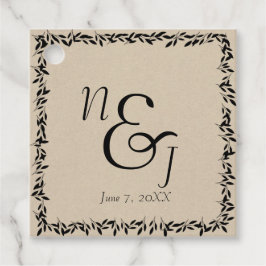 Zwart lef botanisch rotsachtig modern krafthuwelij bedankjes labels