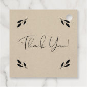 Zwart lef botanisch rotsachtig modern krafthuwelij bedankjes labels (Achterkant)