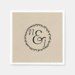 Zwart lef botanisch rotsachtig modern krafthuwelij servet