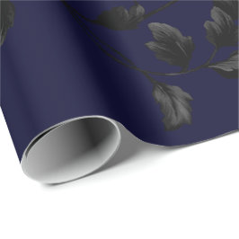 Zwart lef-vlinderpatroon op marineblauw cadeaupapier