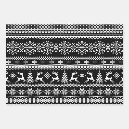 Zwart lelijke kersttrui-buffels inpakpapier vel (Voorkant)