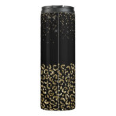 Zwart Leopard Glitter Personaliseer Naam Thermosbeker (Achterkant)