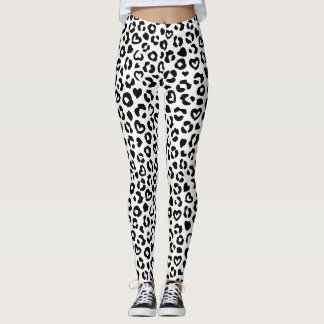 Zwart Leopard Hart Patroon Leggings