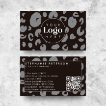 Zwart Leopard Print Custom Company Logo QR Code