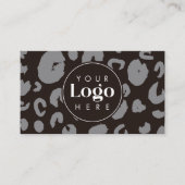Zwart Leopard Print Custom Company Logo QR Code Visitekaartje (Voorkant)