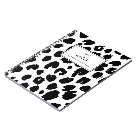 Zwart Leopard Print Gepersonaliseerd Notitieboek (Linkerzijde)