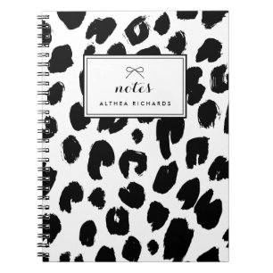 Zwart Leopard Print Gepersonaliseerd Notitieboek