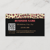 Zwart Leopard Print Glitter QR CodeKorting Kaart Kortingskaartje (Achterkant)