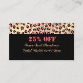 Zwart Leopard Print Glitter QR CodeKorting Kaart Kortingskaartje (Voorkant)