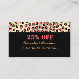 Zwart Leopard Print Glitter QR CodeKorting Kaart Kortingskaartje