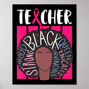 Zwart leraar borstkanker bewustzijn bij vrouwen W Poster
