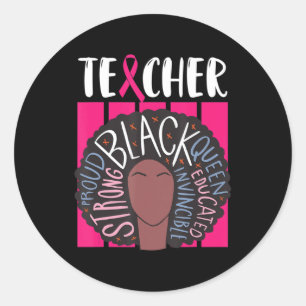 Zwart leraar borstkanker bewustzijn bij vrouwen W Ronde Sticker