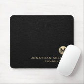 Zwart leren gouden monogram muismat (Met muis)