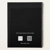 Zwart leren monogram initialen 2026 planner (Achterkant)