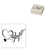 Zwart Letter H Monogram Hart Bladzijde Cute Rubberstempel (Gestempeld)