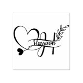 Zwart Letter H Monogram Hart Bladzijde Cute Rubberstempel (Afrduk)