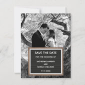 Zwart Letterbord Teken Foto Opslaan van de Datum U Kaart (Voorkant)