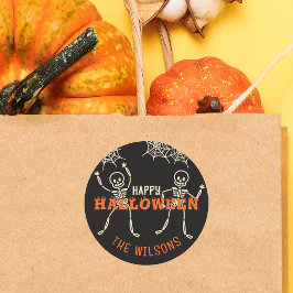 Zwart Leuk Skelet Halloween Ronde Sticker