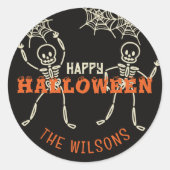 Zwart Leuk Skelet Halloween Ronde Sticker (Voorkant)