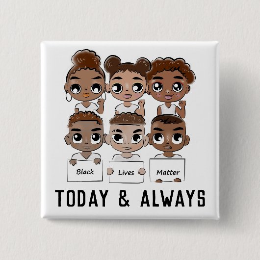 Zwart leven vandaag en altijd vierkante button 5,1 cm (Voorkant)