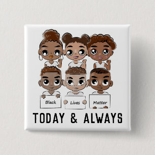 Zwart leven vandaag en altijd vierkante button 5,1 cm