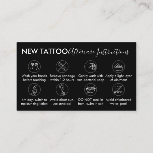 Zwart lichaam Art Aftercare Instructions Tattoo Visitekaartje (Achterkant)