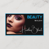 Zwart Licht Blauw Dunne Grens Modern Foto Afbeeldi Visitekaartje (Voorkant)