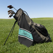 Zwart licht Blauwgroen Stripe Script-naam Golfhanddoek (Groen)