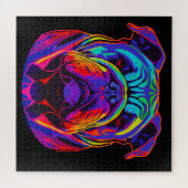 Zwart, licht, bulledog met meerdere kleuren, leven legpuzzel (Horizontaal)