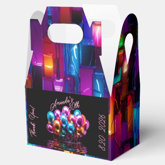 Zwart Licht Neon Ballons Verjaardag Bedankdoosjes (Geopend)