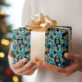 Zwart Licht Neon Glow Kerst Wereldbol Ornament Cadeaupapier