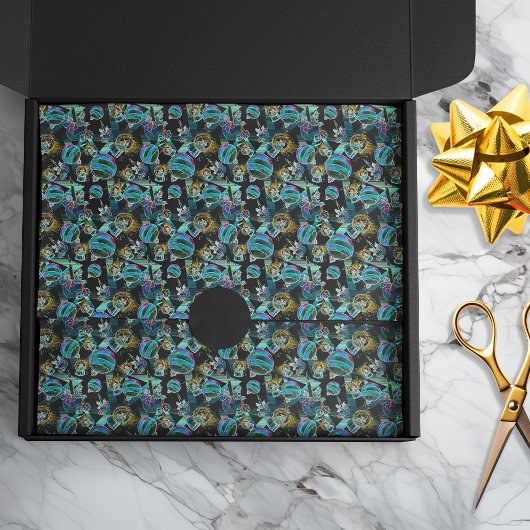 Zwart Licht Neon Glow Kerst Wereldbol Ornament Tissuepapier