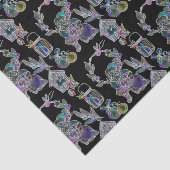 Zwart Licht Neon Glow Kerstman Cluster Tissuepapier (Detail)