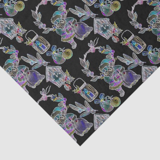 Zwart Licht Neon Glow Kerstman Cluster Tissuepapier (Detail)