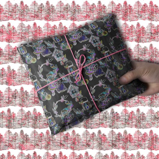 Zwart Licht Neon Glow Kerstman Cluster Tissuepapier