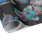 Zwart Licht Neon Glow Kerstmis Kaars Patroon Cadeaupapier (Rol Hoek)