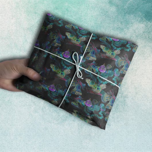 Zwart Licht Neon Glow Kerstmis Kaars Patroon Tissuepapier