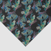 Zwart Licht Neon Glow Xmas Bell en Kaars Patroon Tissuepapier (Detail)